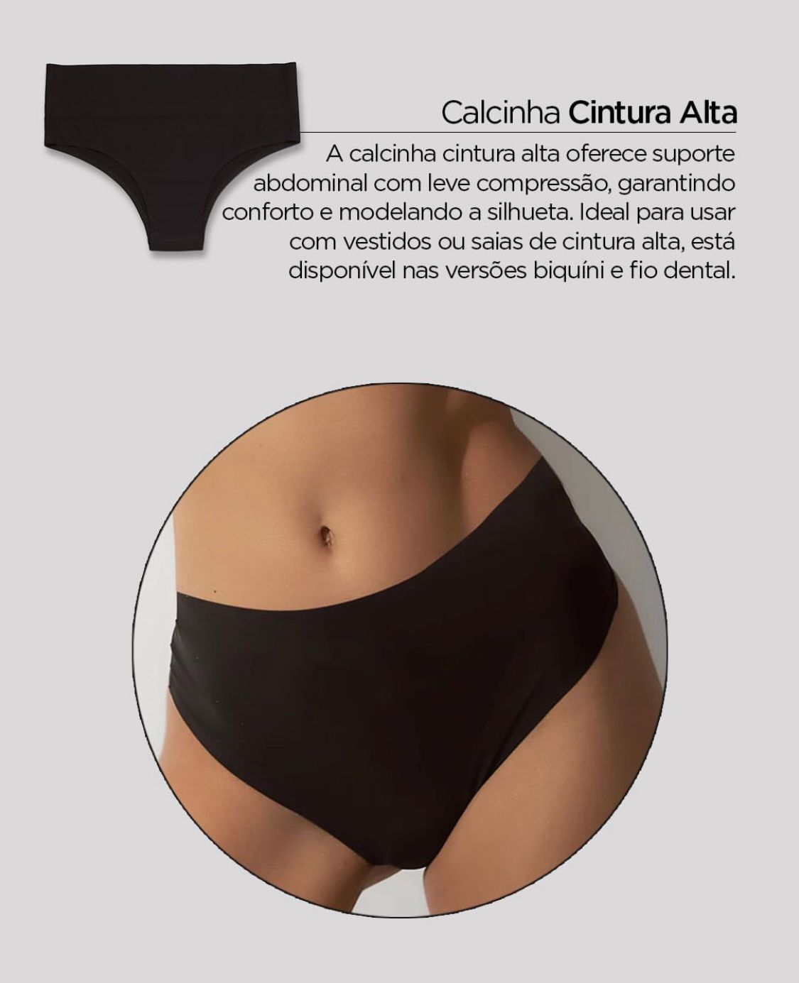 Calcinha Foi Sem Costura Cós Alto